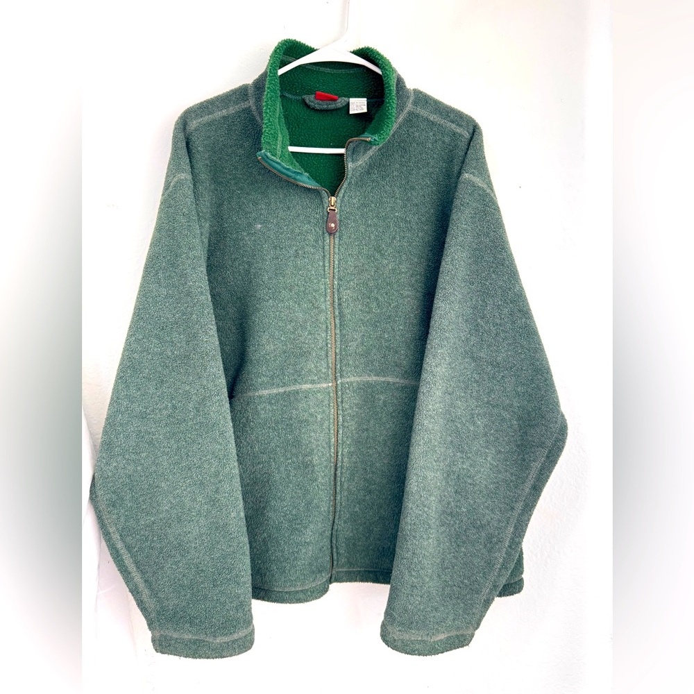 Vtg Men Green Fleece Jackets Sz  Médium Full Zip Fleece Sweater Jacket